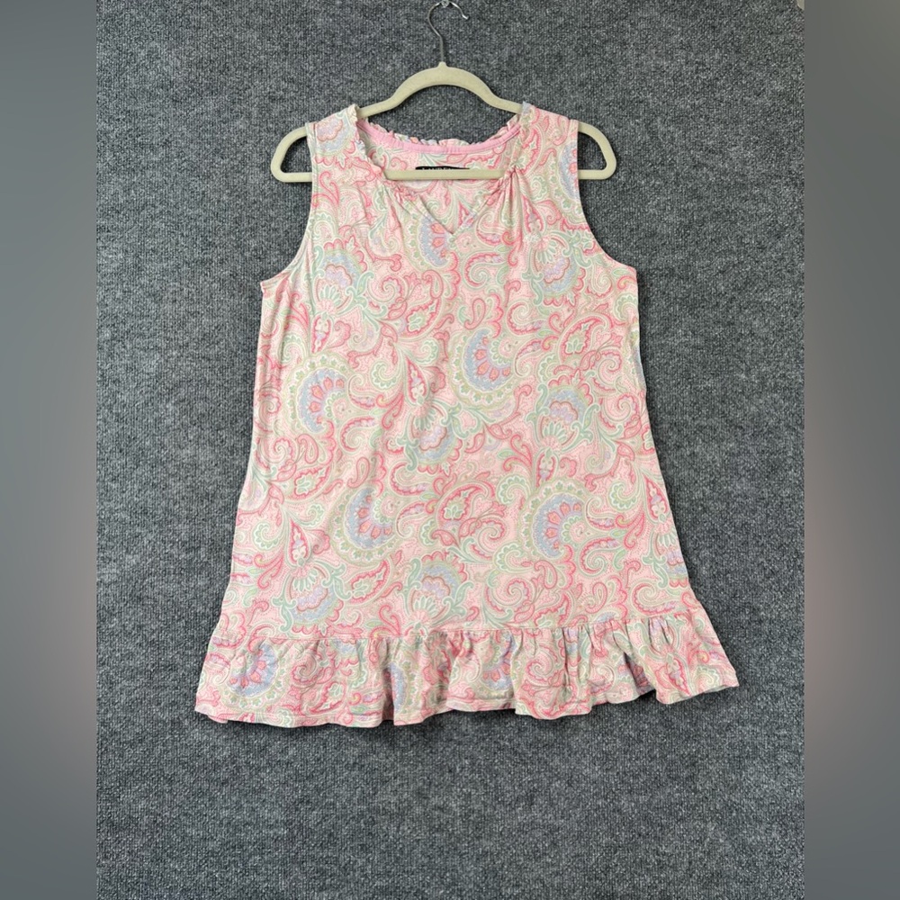 Lauren Ralph Lauren Nightgown Women's Size Medium Pink‎ Paisley Ruffle-Trim Mini